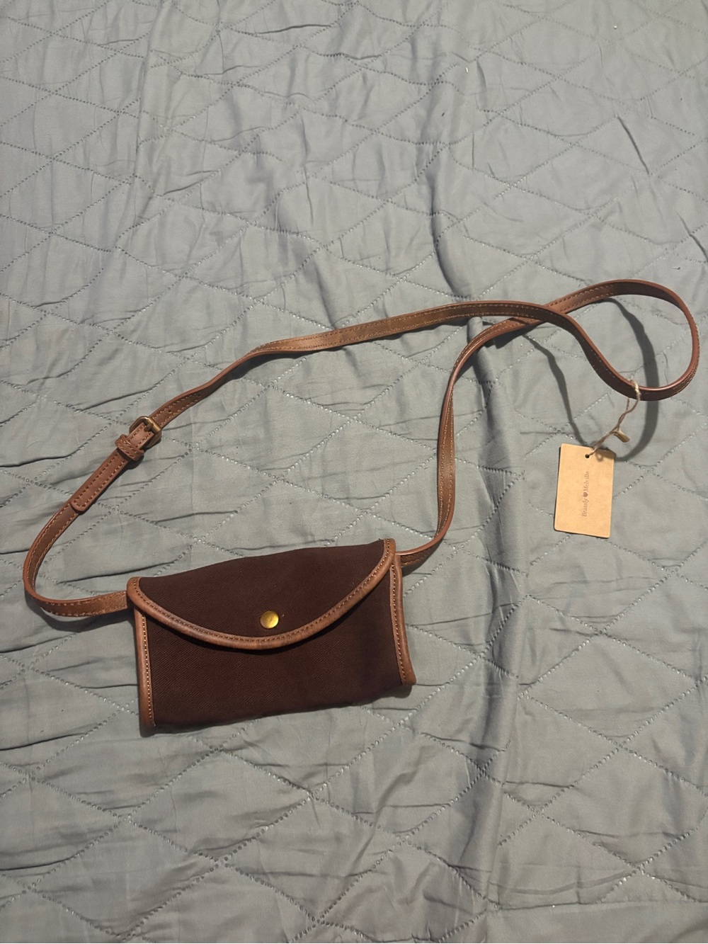 Brandy Melville Brown Crossbody  Bag with Tan Trim